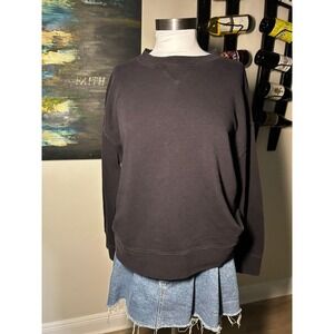 Vince Dark Charcoal Grey V-Stitch Crewneck French Terry Sweatshirt Medium